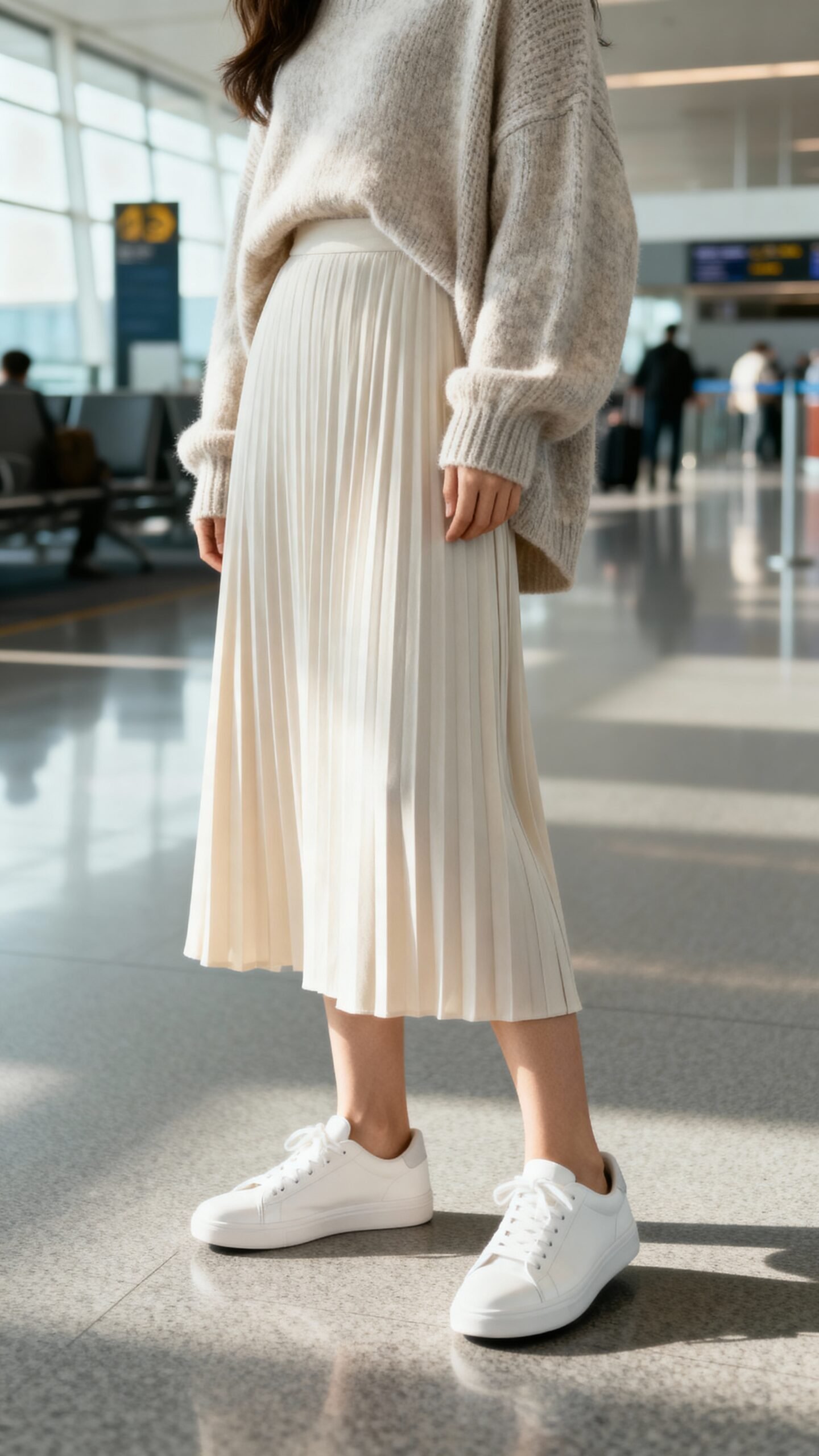 comfortable chic practical airport travel outfit