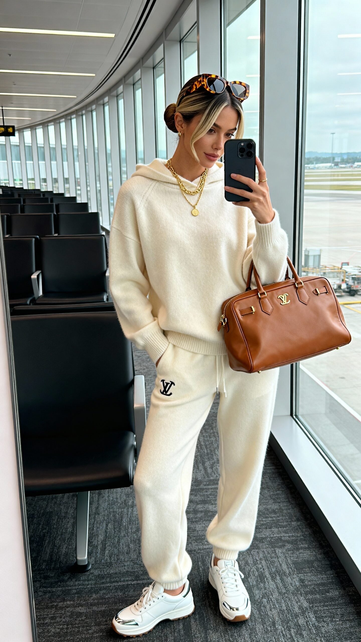 comfortable stylish airport fashion ensemble