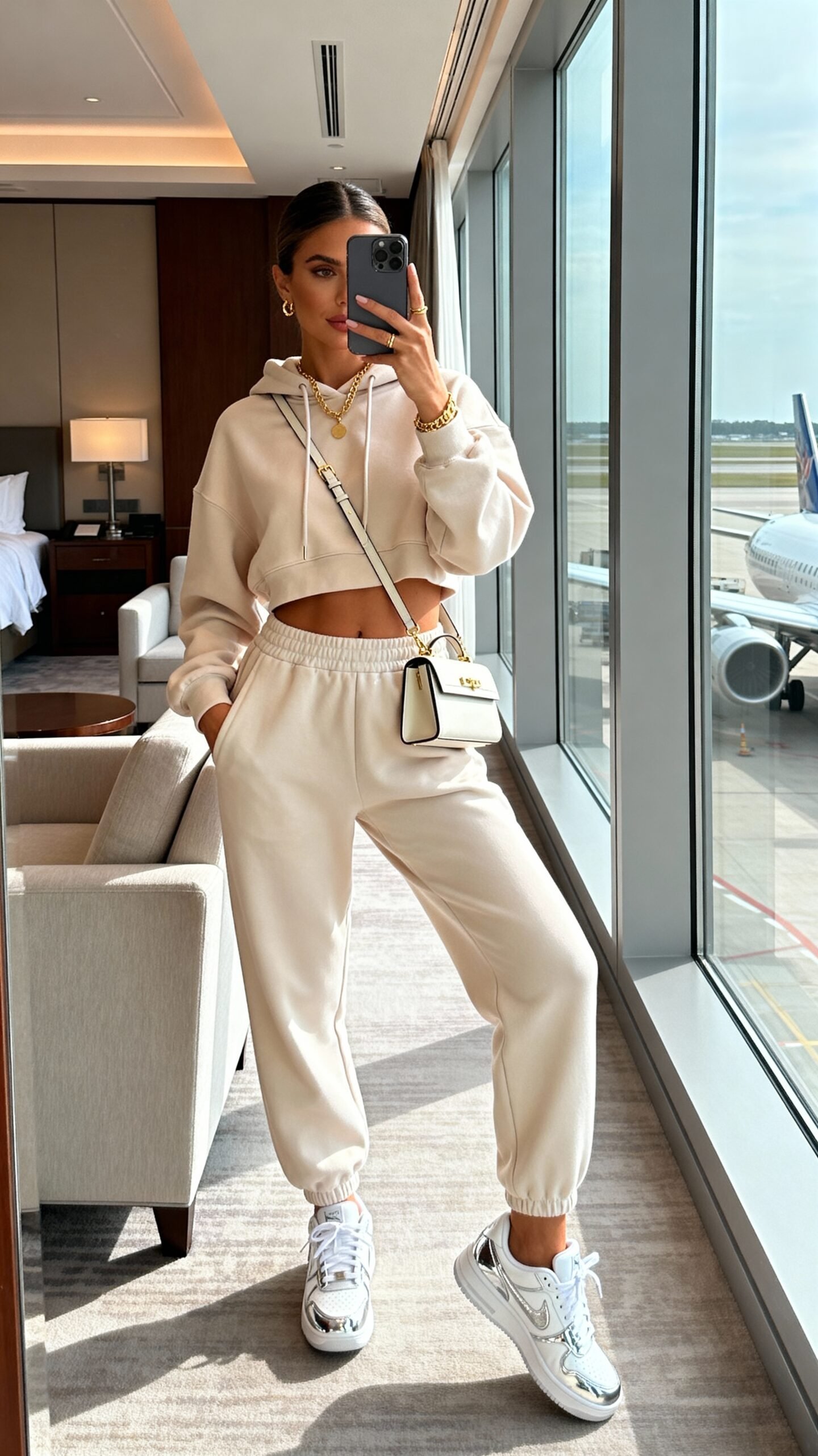 sophisticated athleisure airport chic
