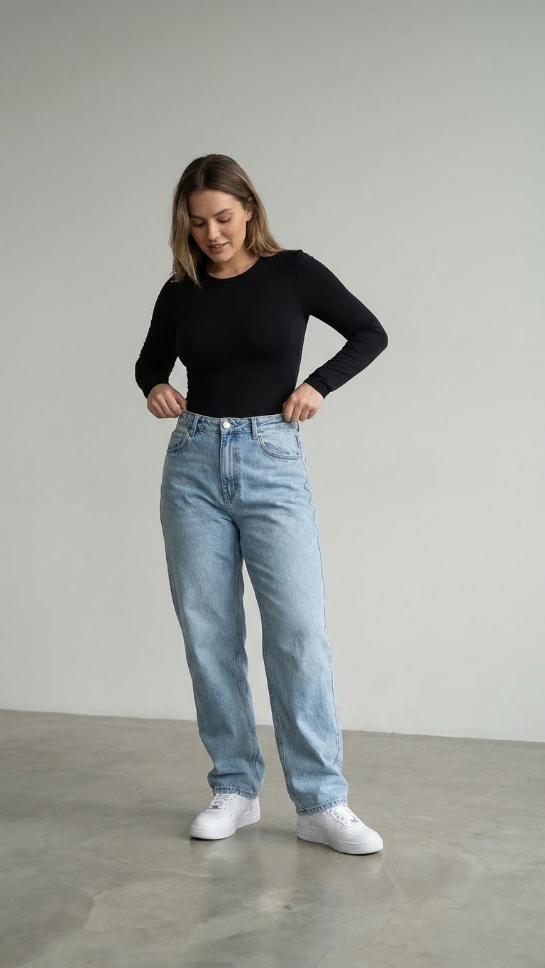 12 High Rise Baggy Jeans Outfit Ideas for Balanced Fits