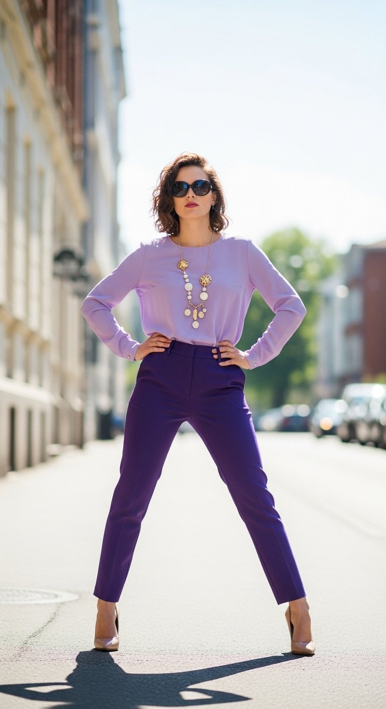 11 Violet Trousers Outfit Ideas That Pop with Color