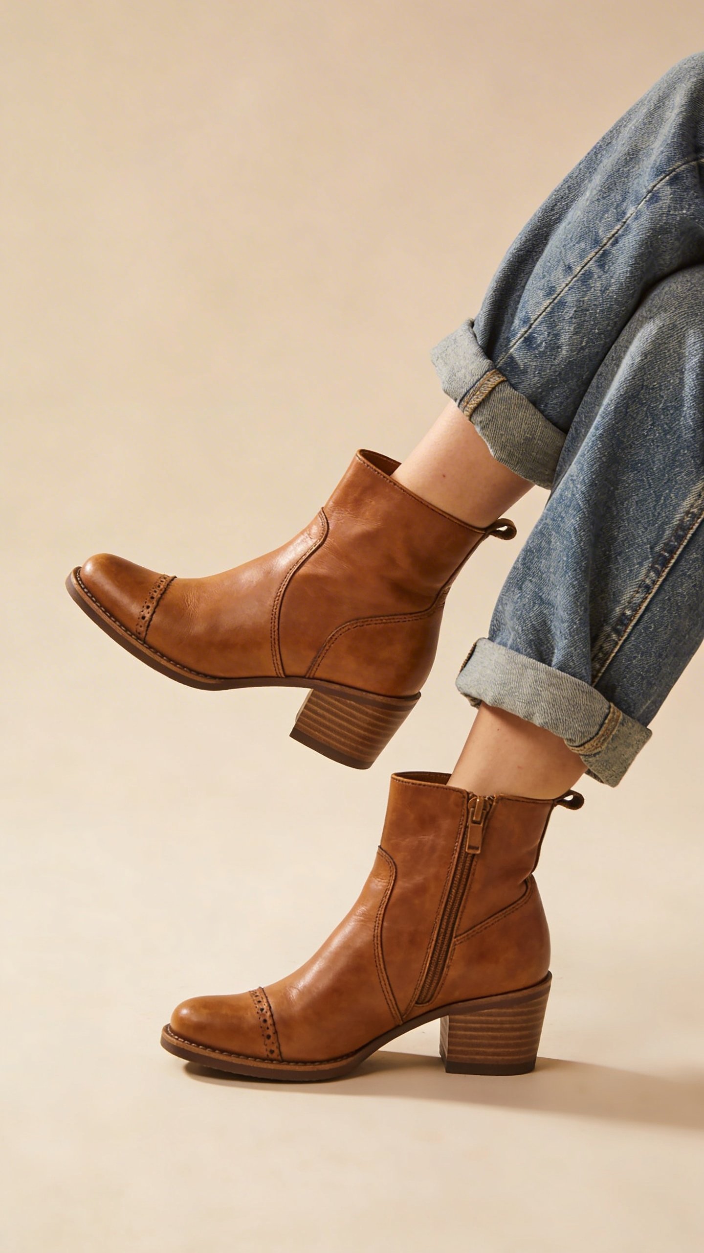 Woman's legs wearing Frye Billy boots with denim jeans