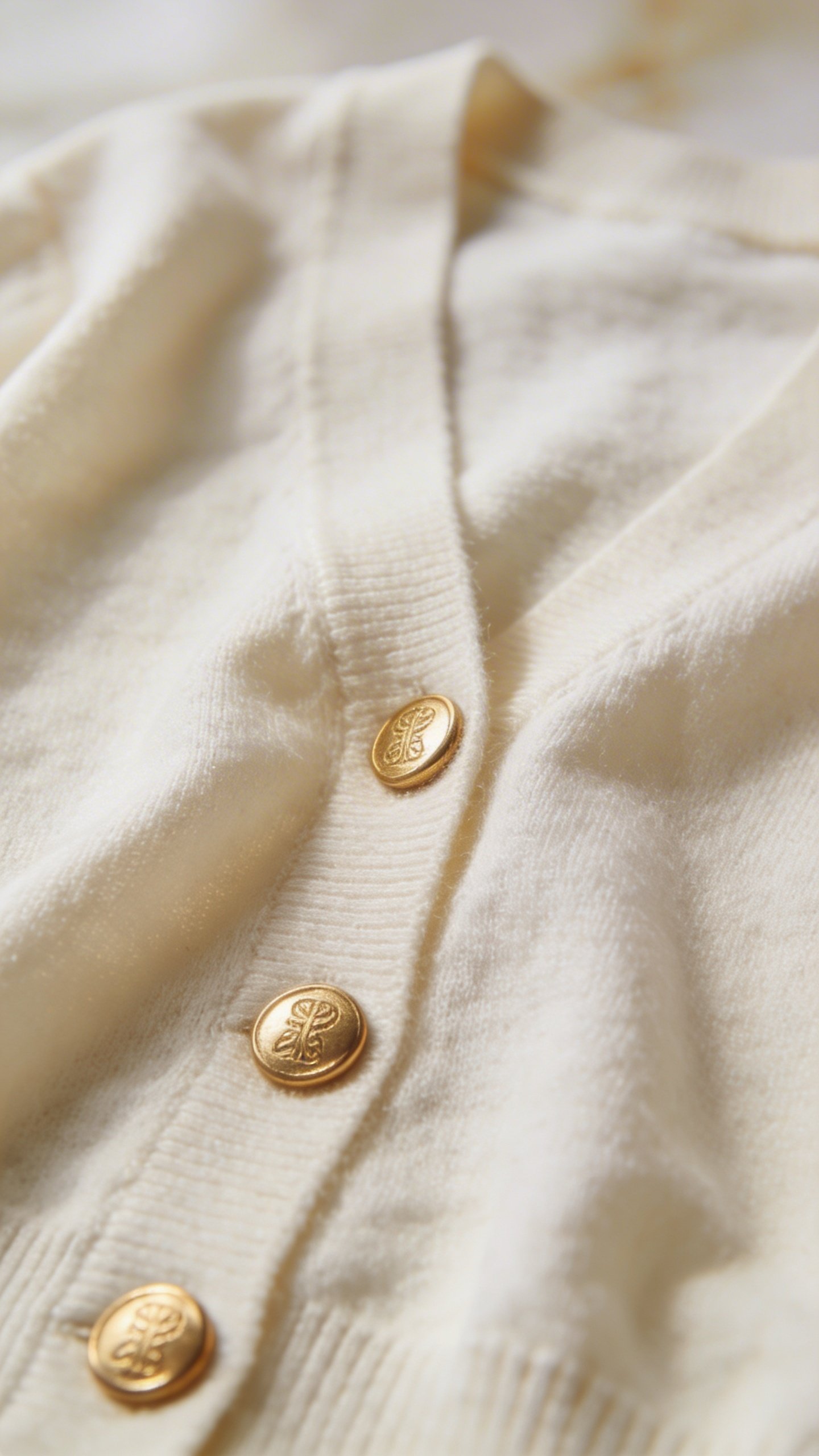 Lightweight cream cardigan with gold buttons detail shot