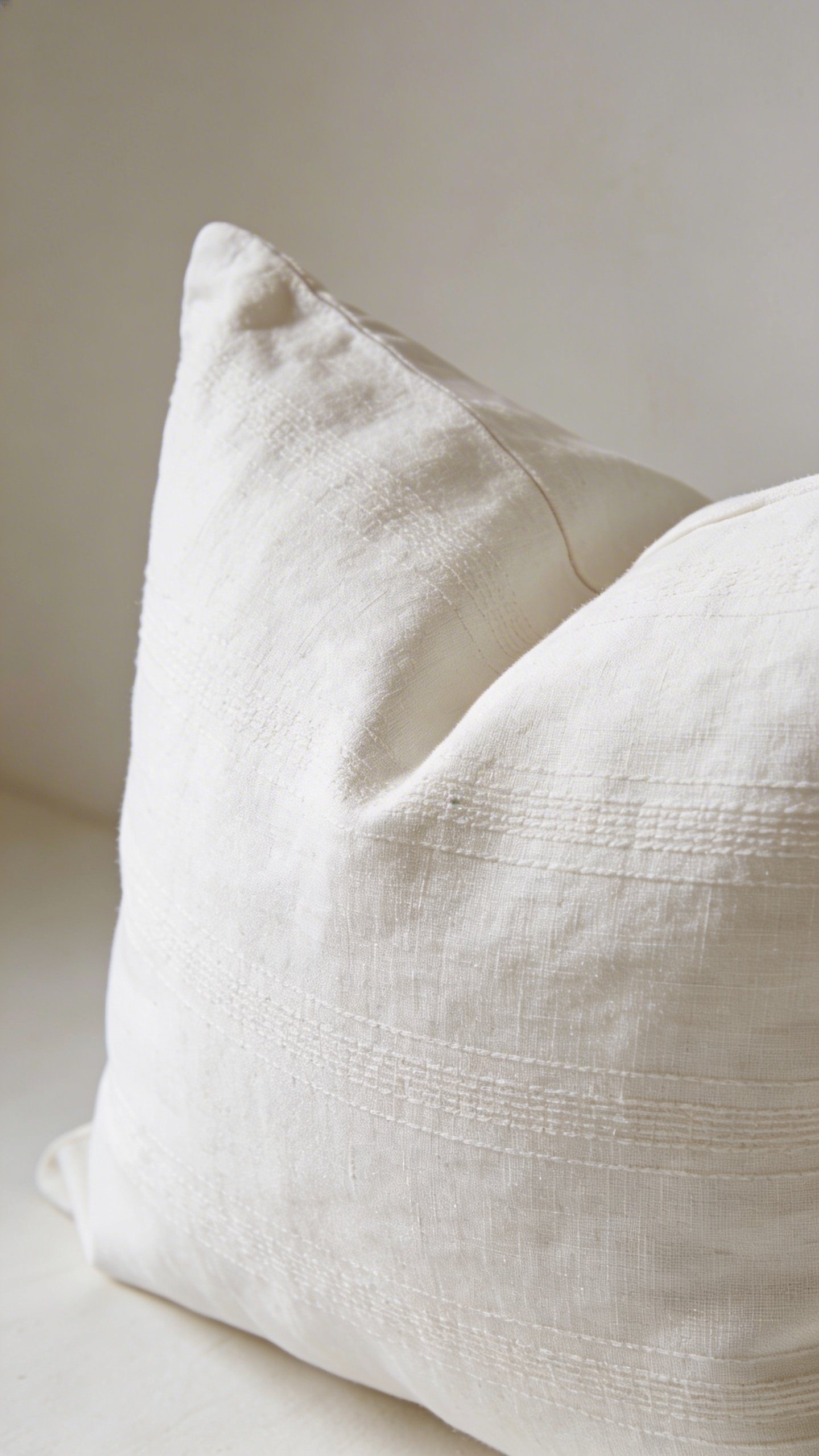 Single ivory linen pillow with subtle texture detail