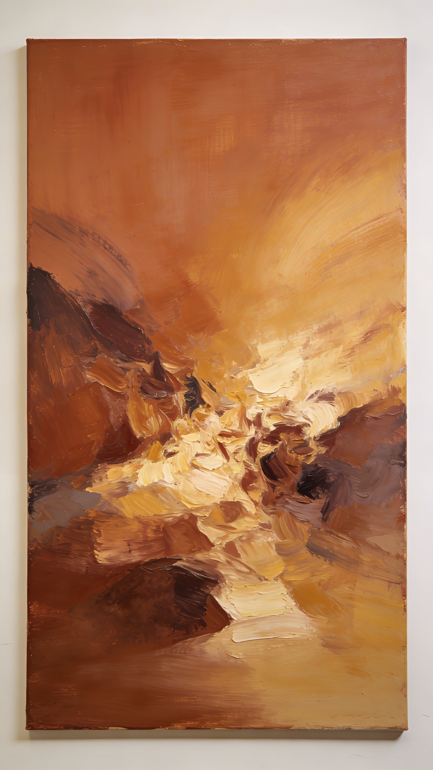 Single large abstract canvas with warm earth tones