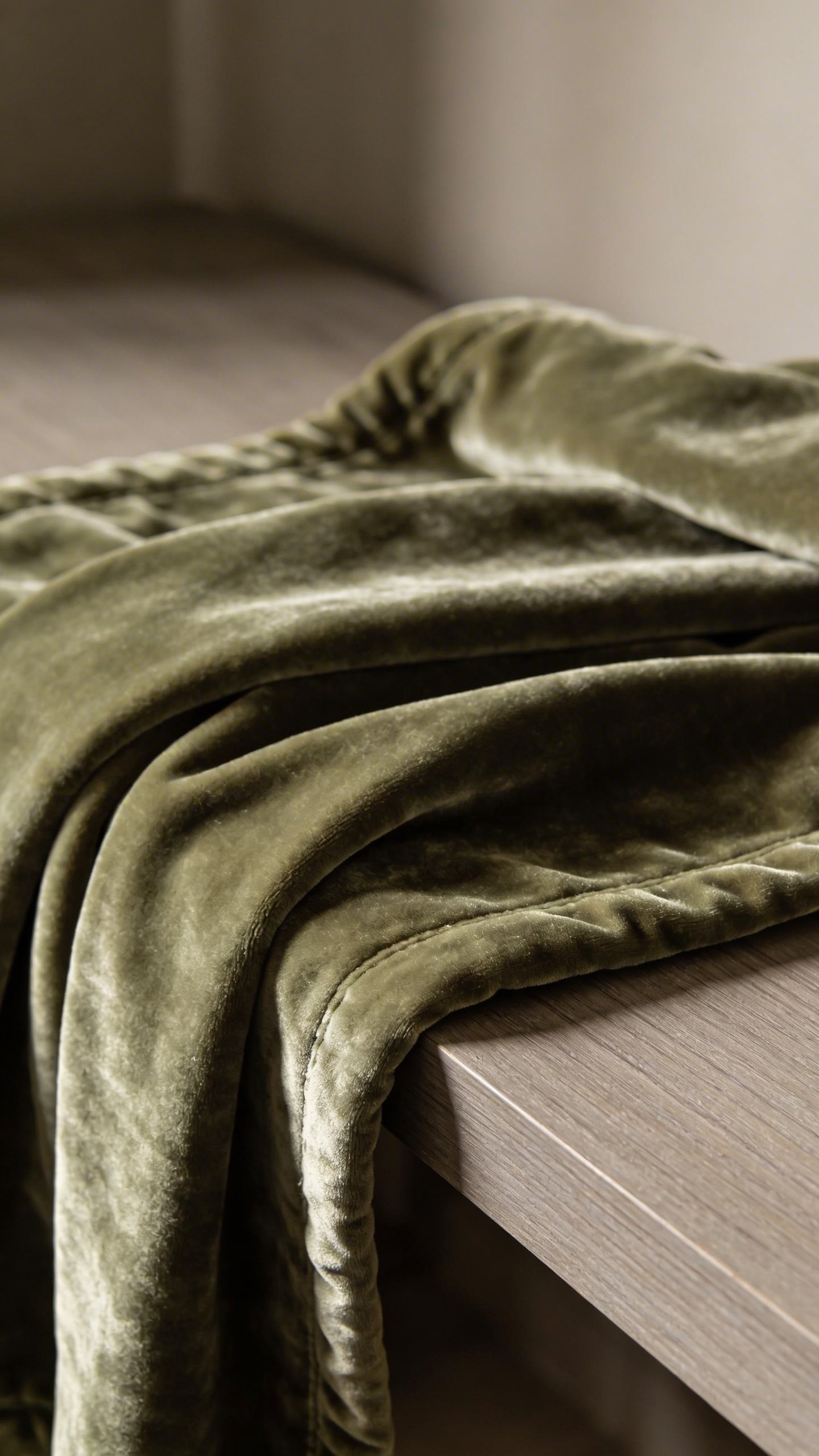 Single muted sage green velvet throw blanket