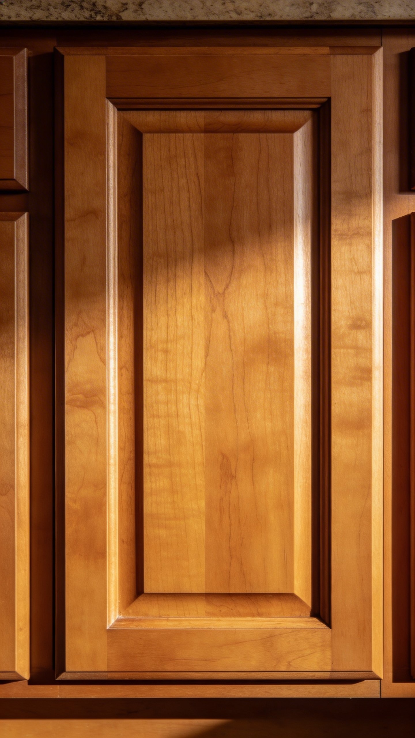 Single kitchen cabinet with honey oak wood finish