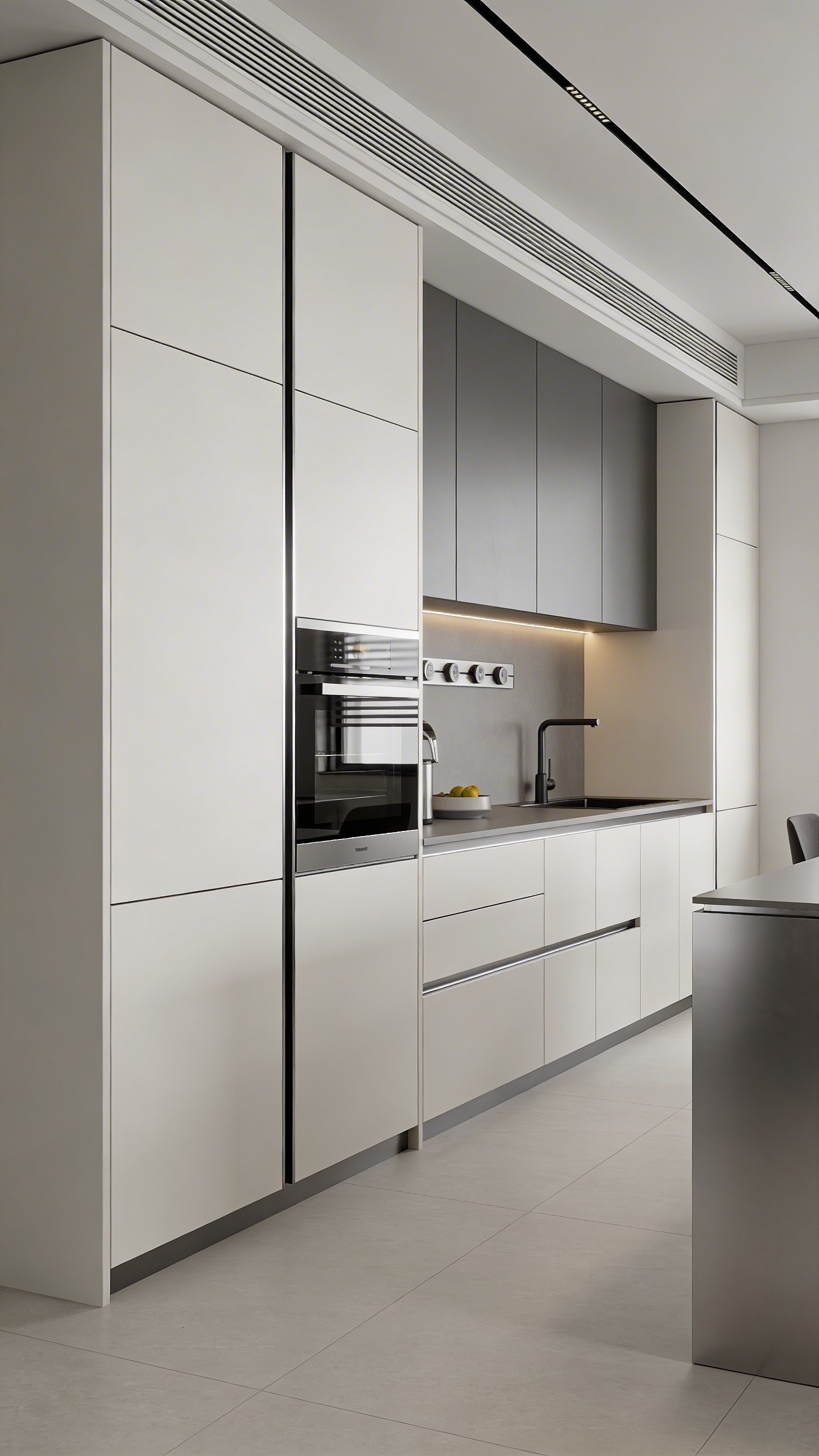Modern kitchen cabinetry with integrated appliance panel doors