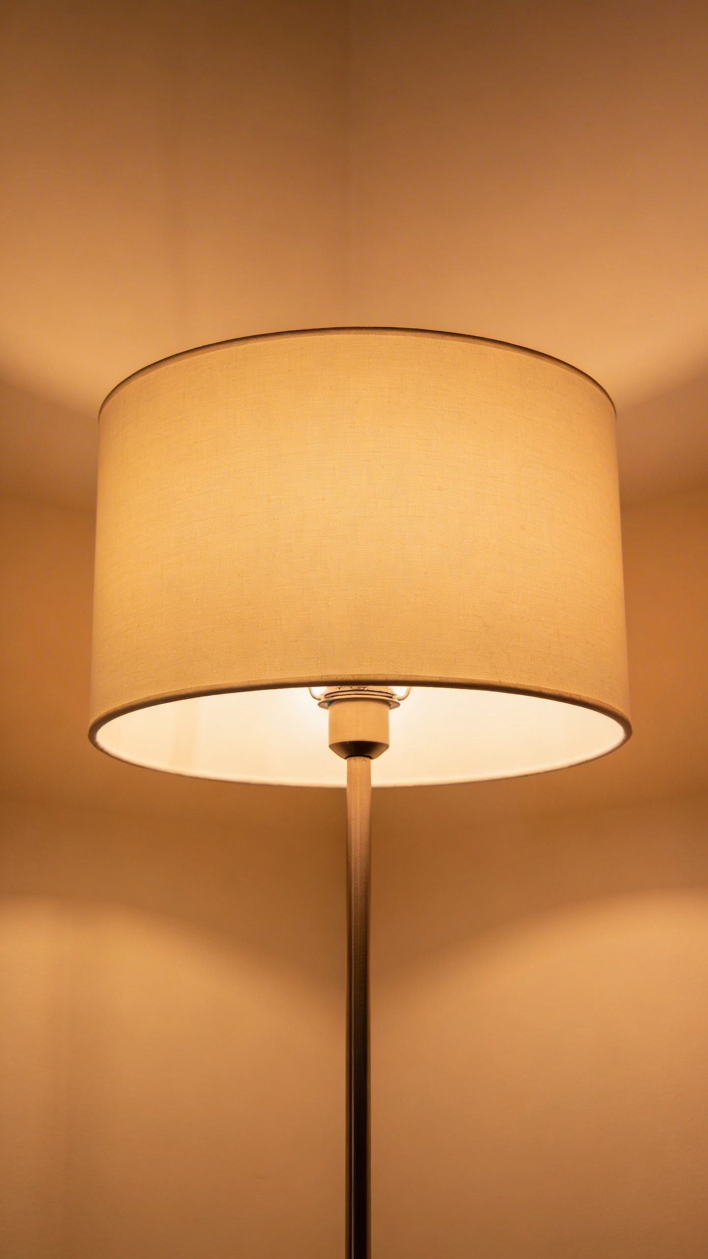 Modern floor lamp with soft amber light