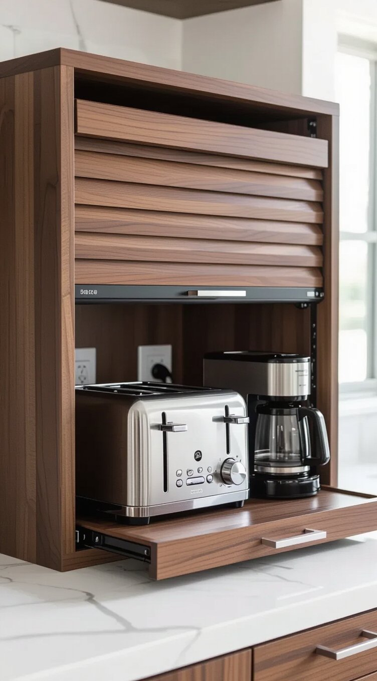 appliance garage reclaims counter space