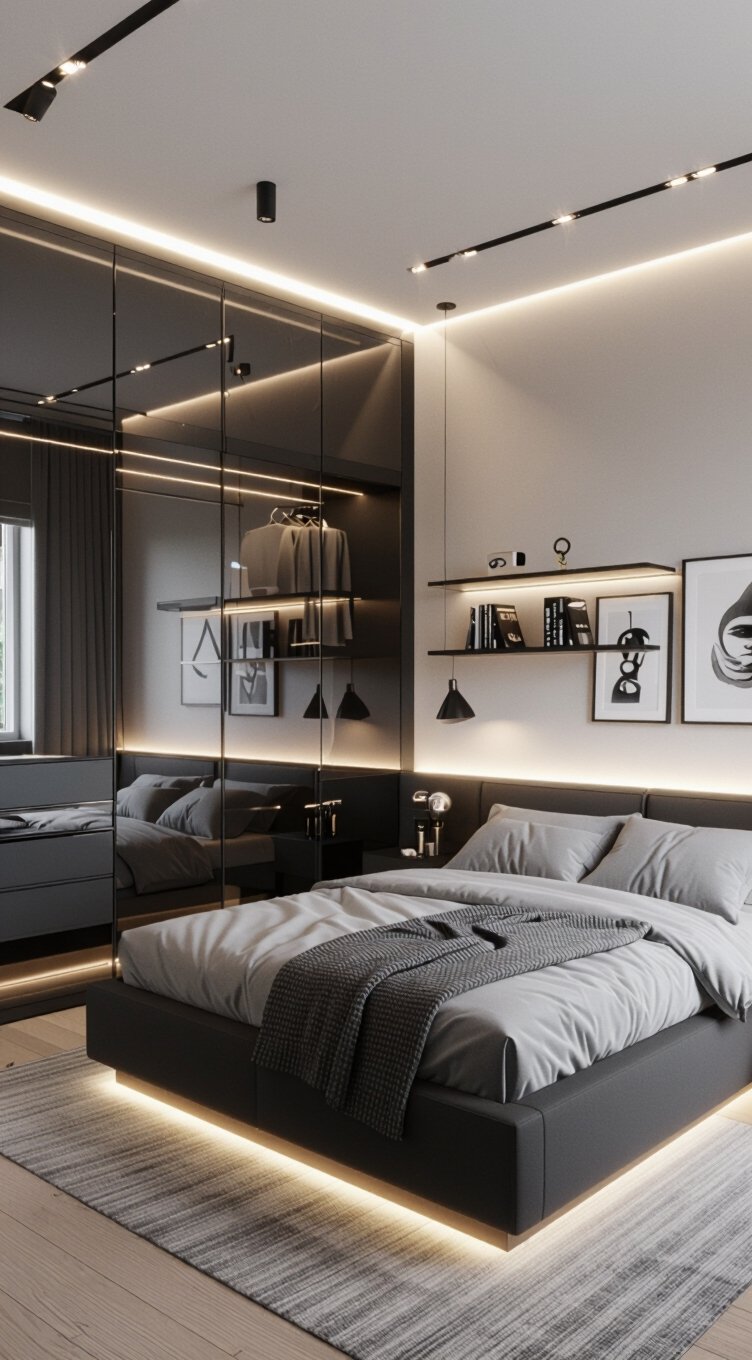 black and grey space saving design