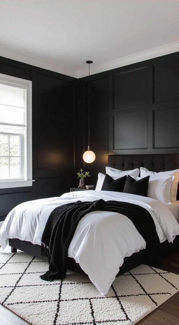 black walls white accents
