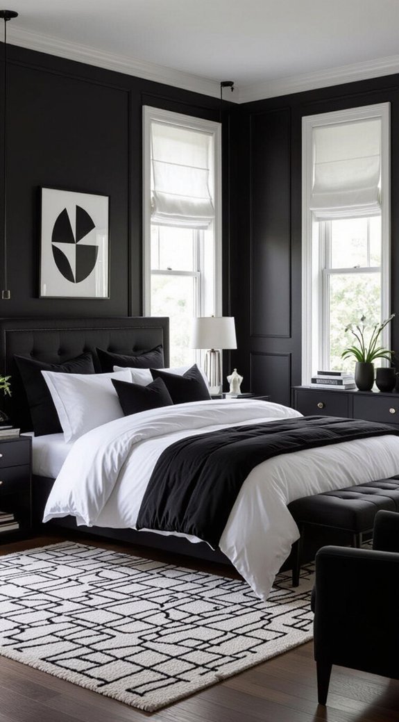 black white bedroom elegance