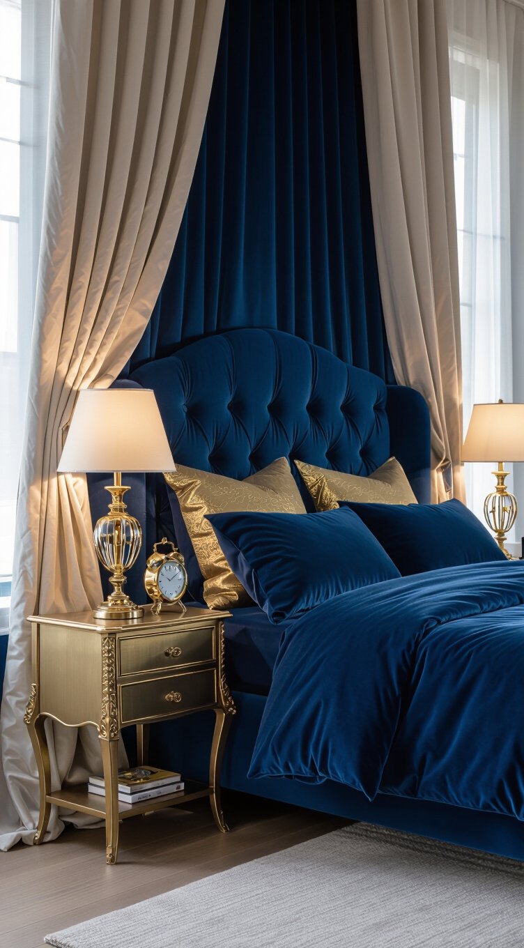 blue and gold luxury accents