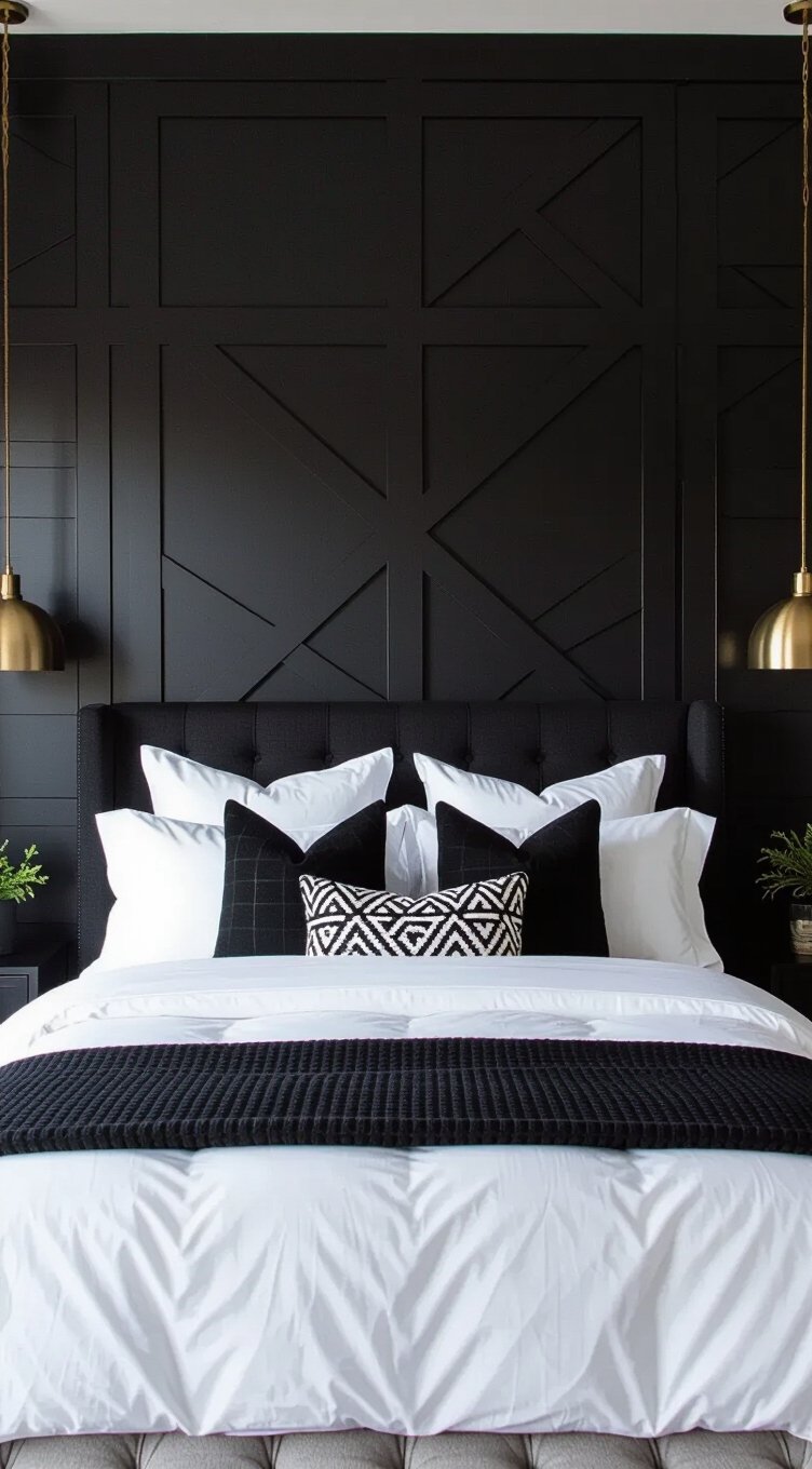bold black bedroom accent
