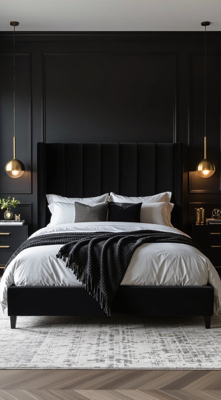 bold black bedroom elegance