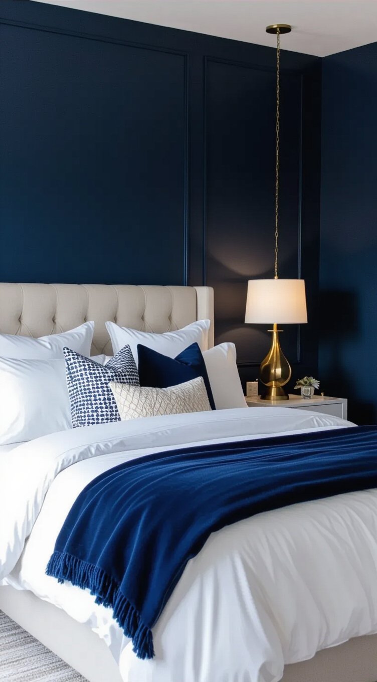 bold blue accent wall