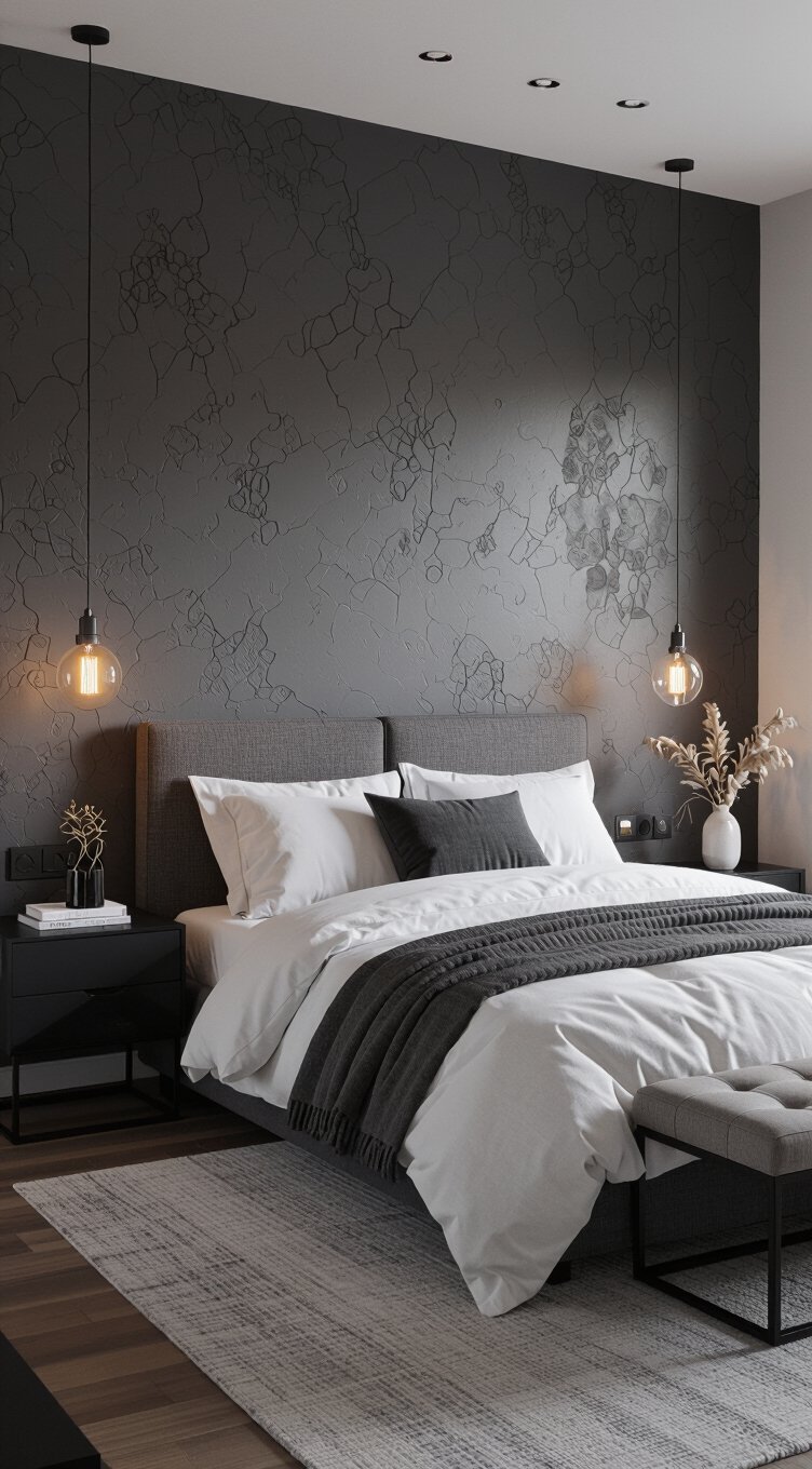 bold charcoal bedroom statement
