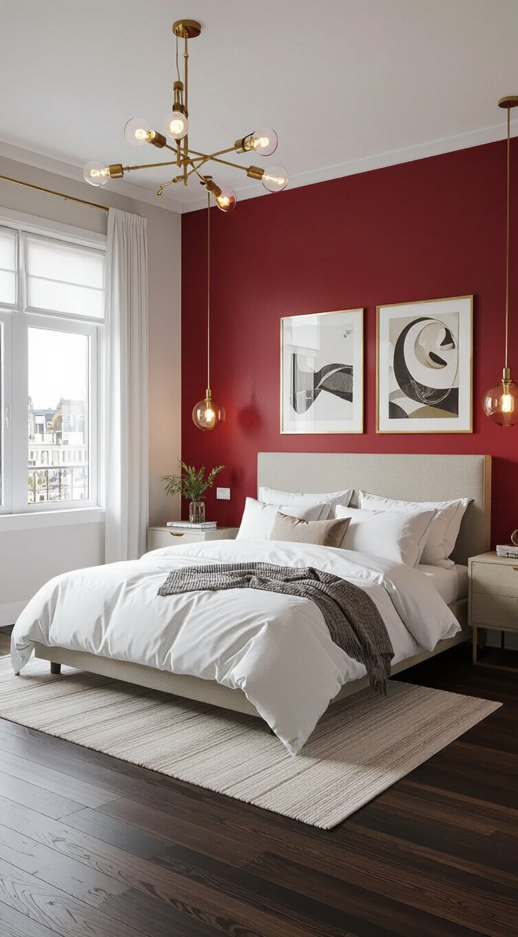 bold red bedroom accent