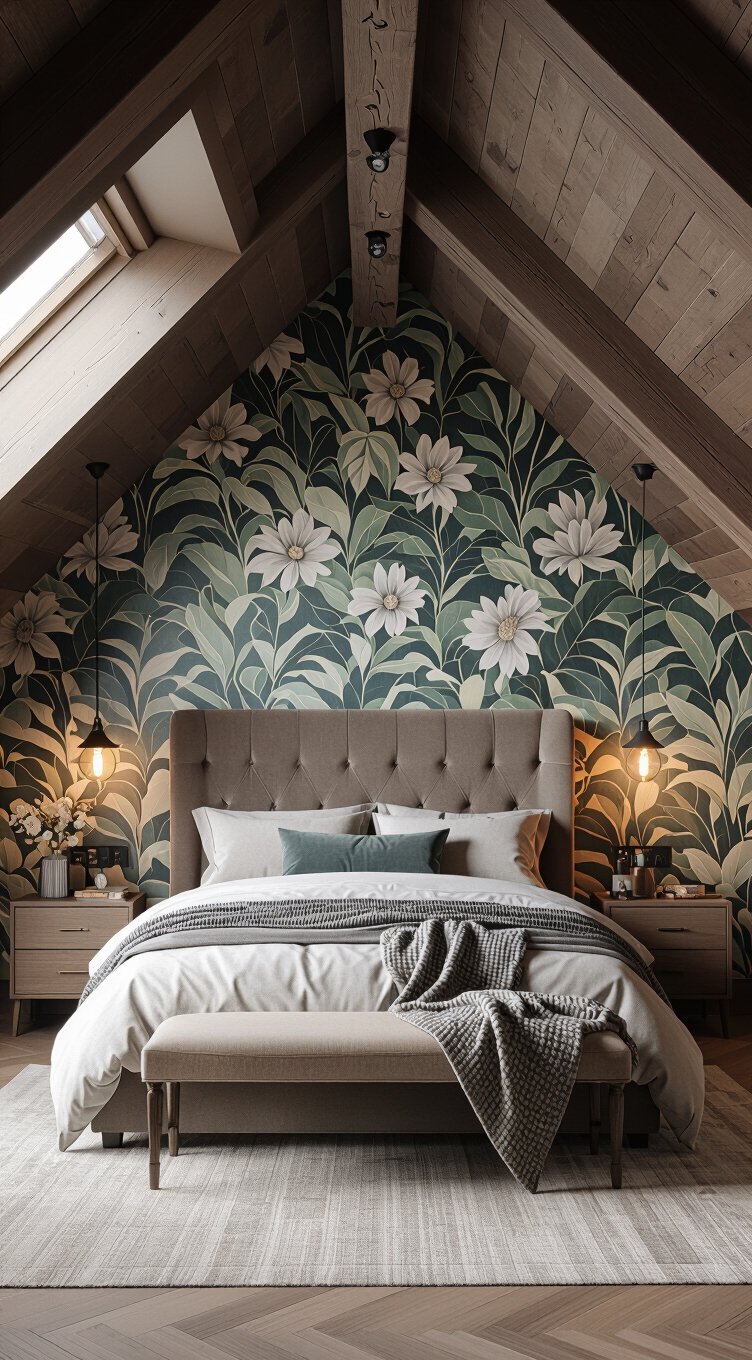 bold wallpaper transforms attic bedrooms