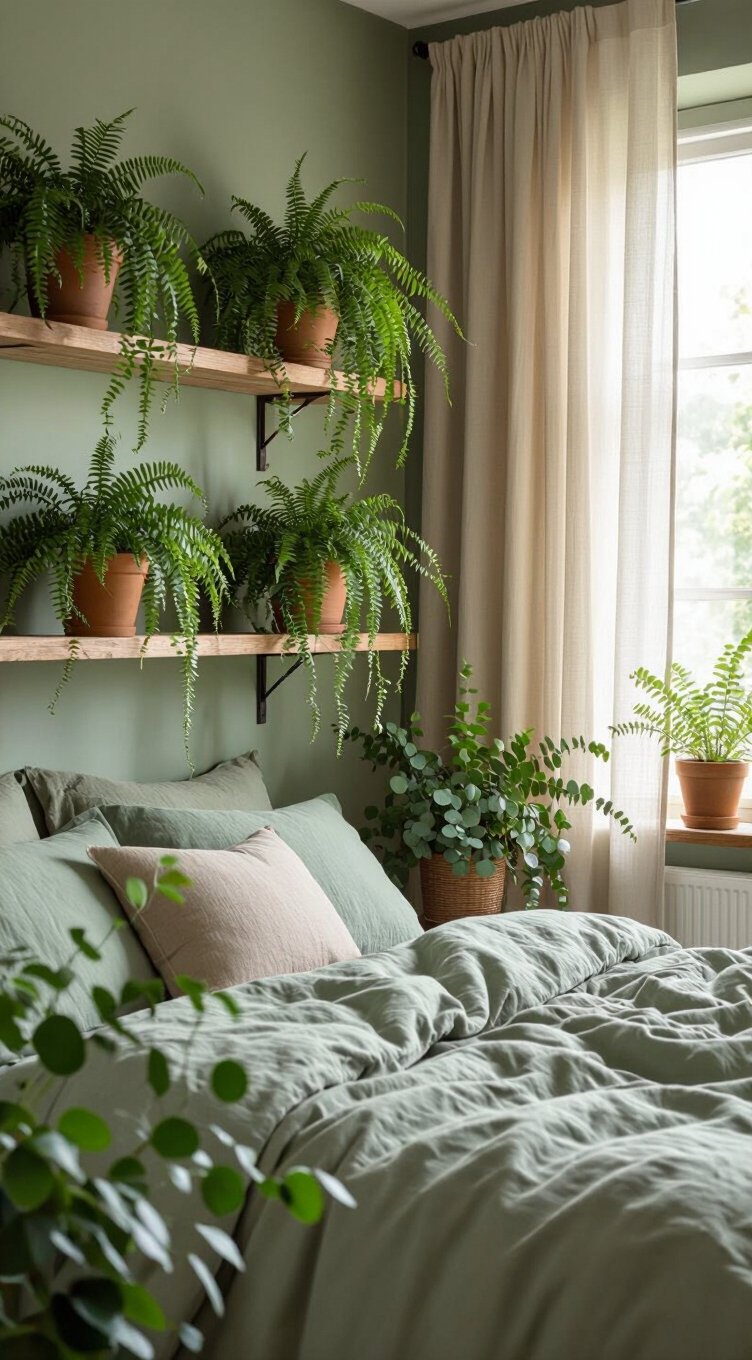 botanical bedroom with natural accents