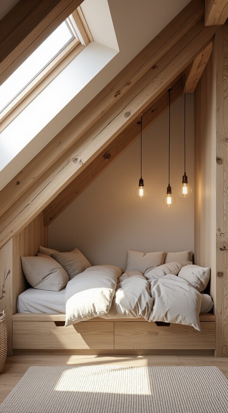 built in beds for sloped ceilings