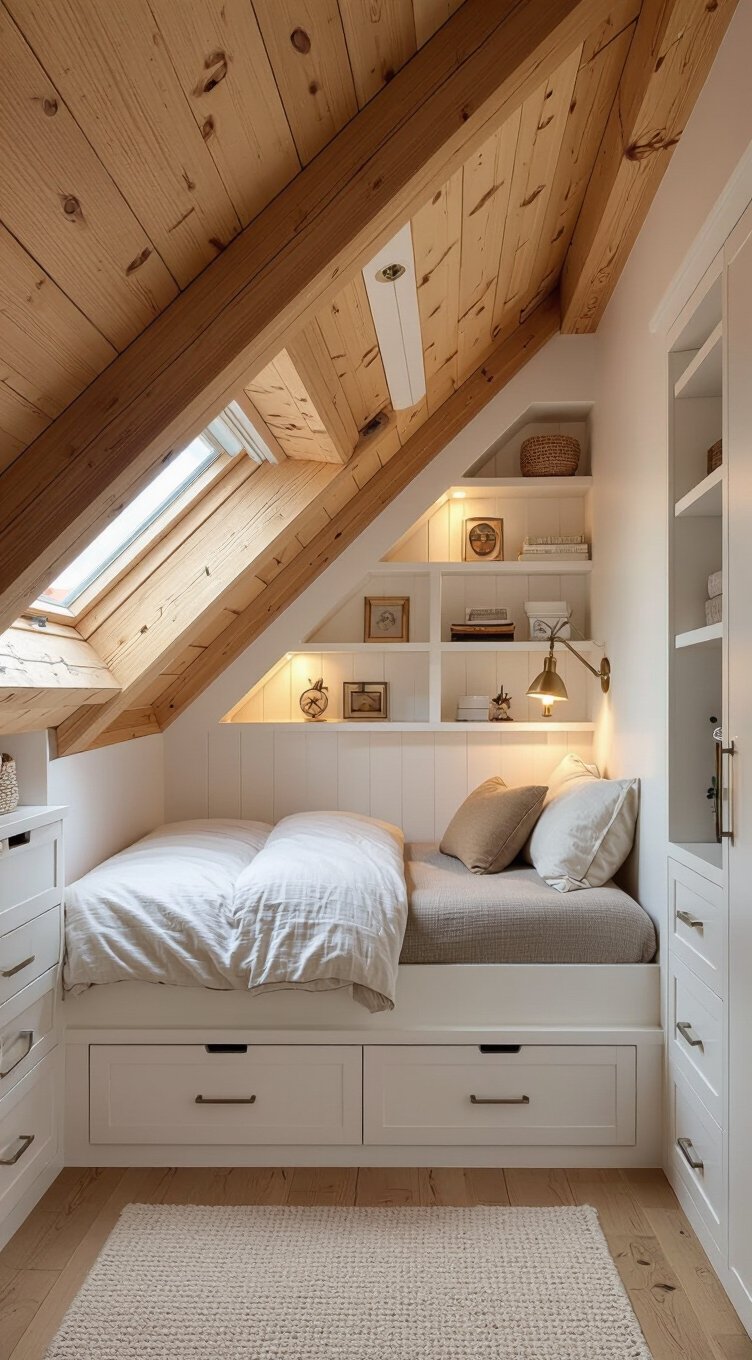 built in storage for low attic walls
