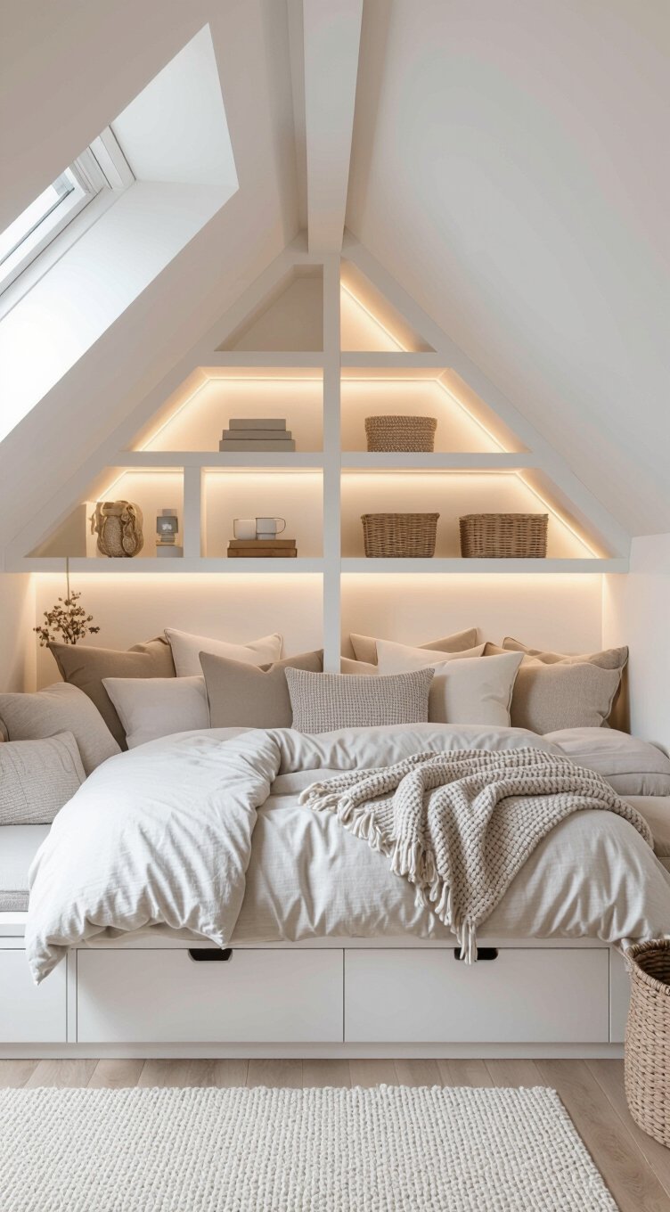 built in storage for sloped ceilings