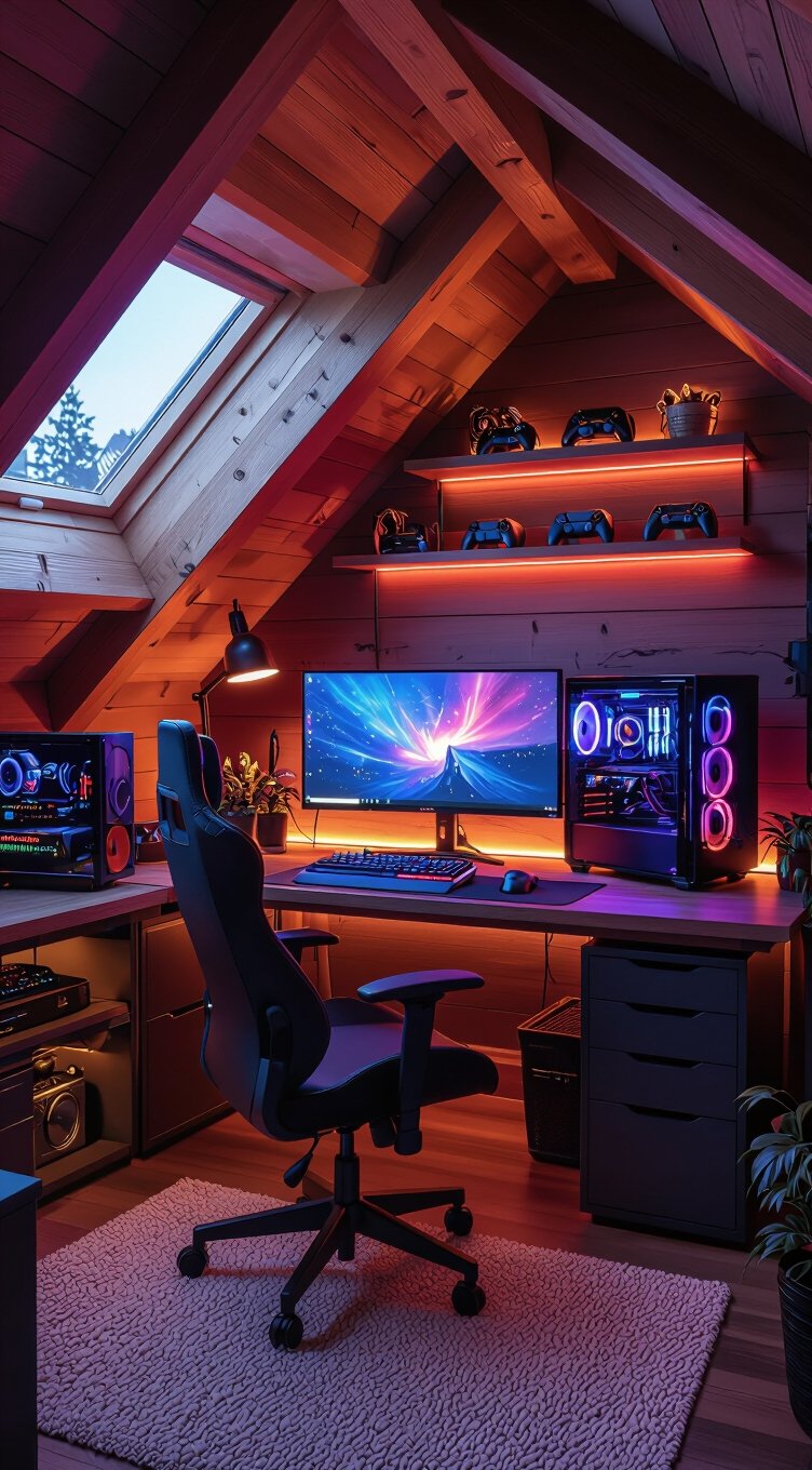compact attic gaming zone