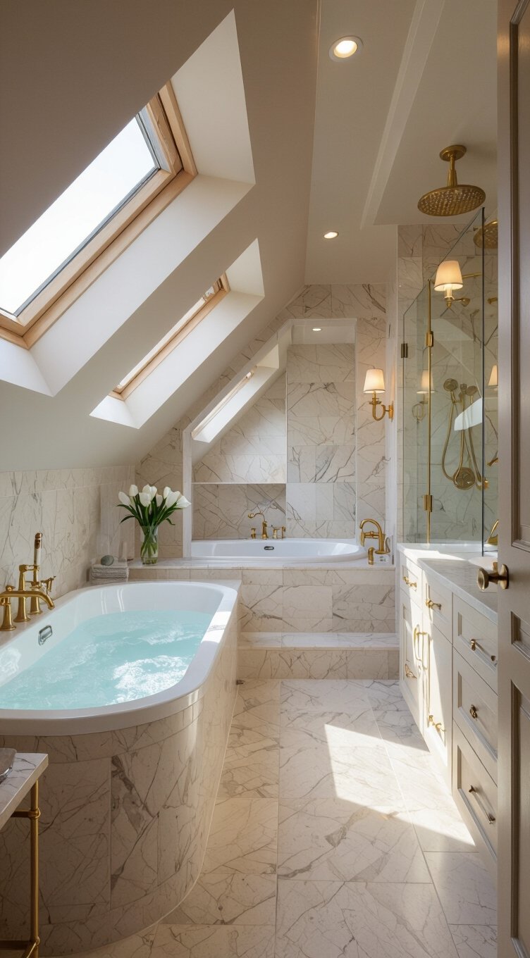 compact fixtures sloped ceiling design