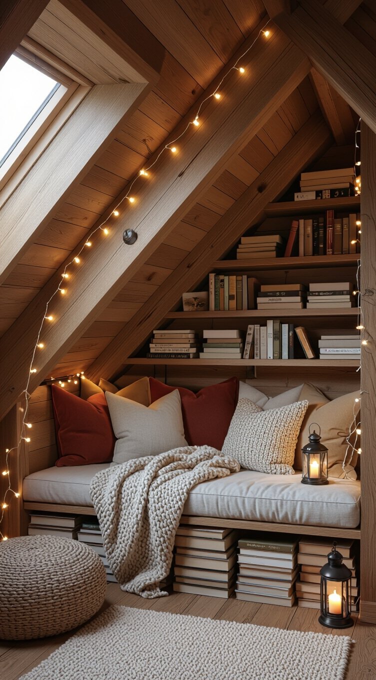 cozy reading nook under eaves