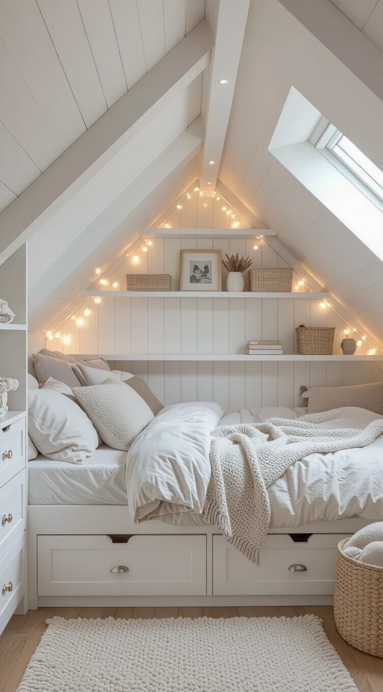 custom storage for slanted ceilings