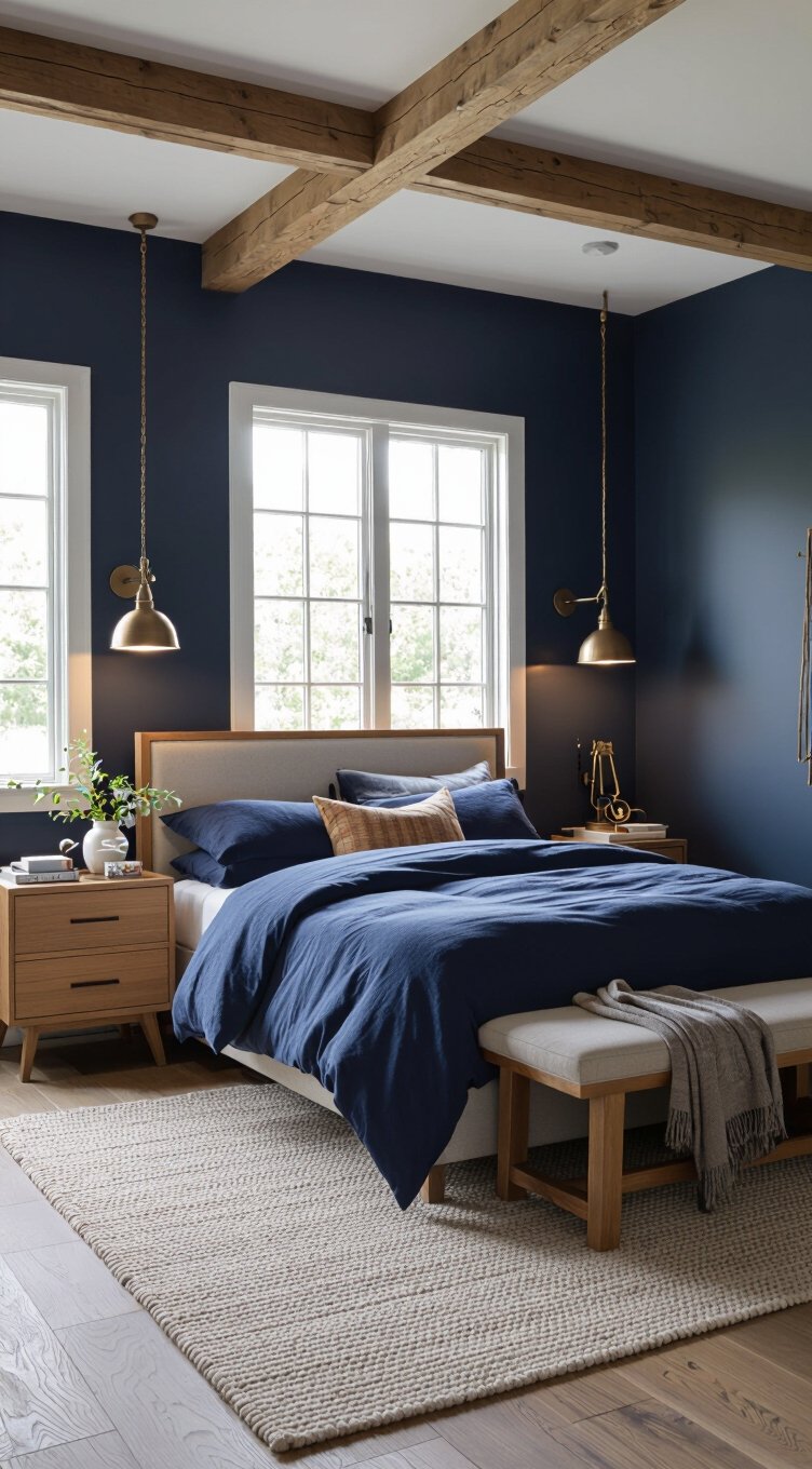 deep blue and wood harmony