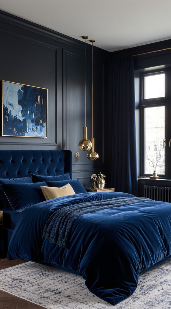 deep blue moody bedrooms