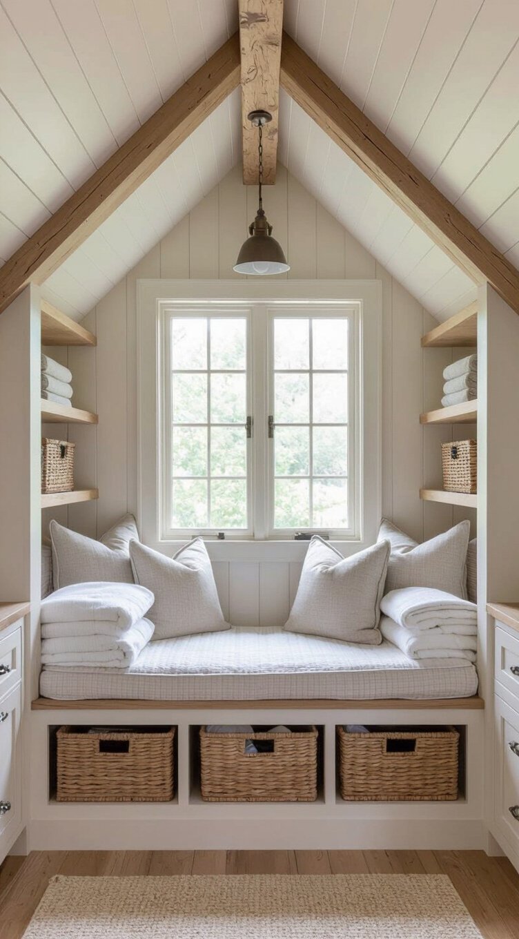 dormer window storage bench