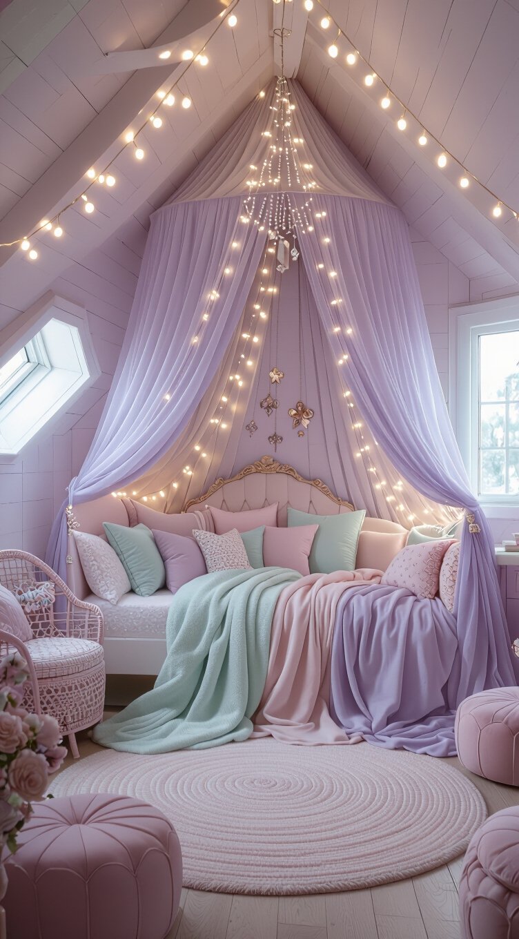 dreamy pastel attic retreat