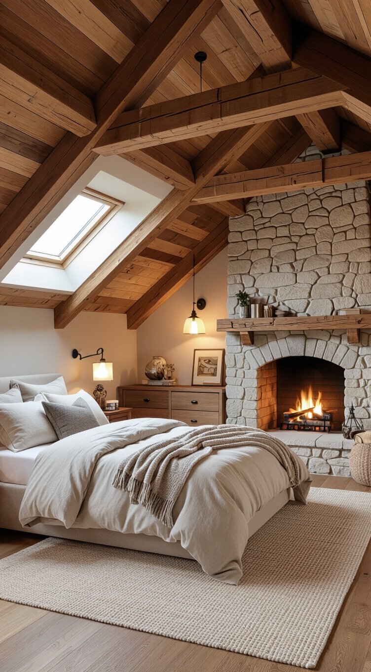 exposed beams and wood accents