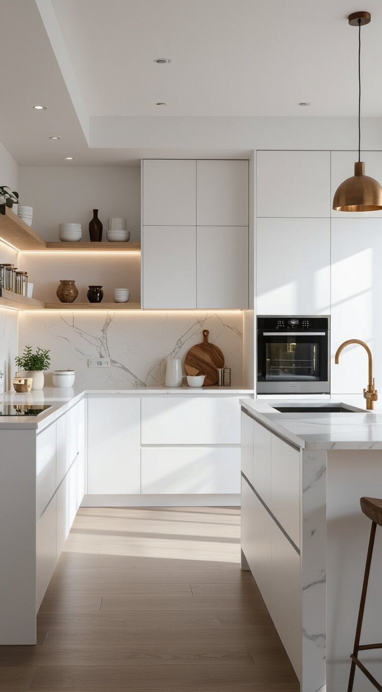 flat front handleless minimalist cabinetry