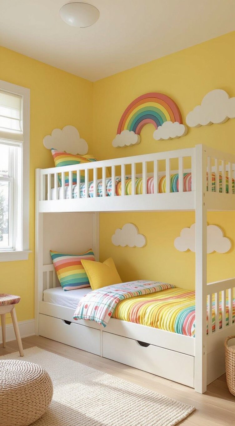 fun balanced bright yellow kids decor