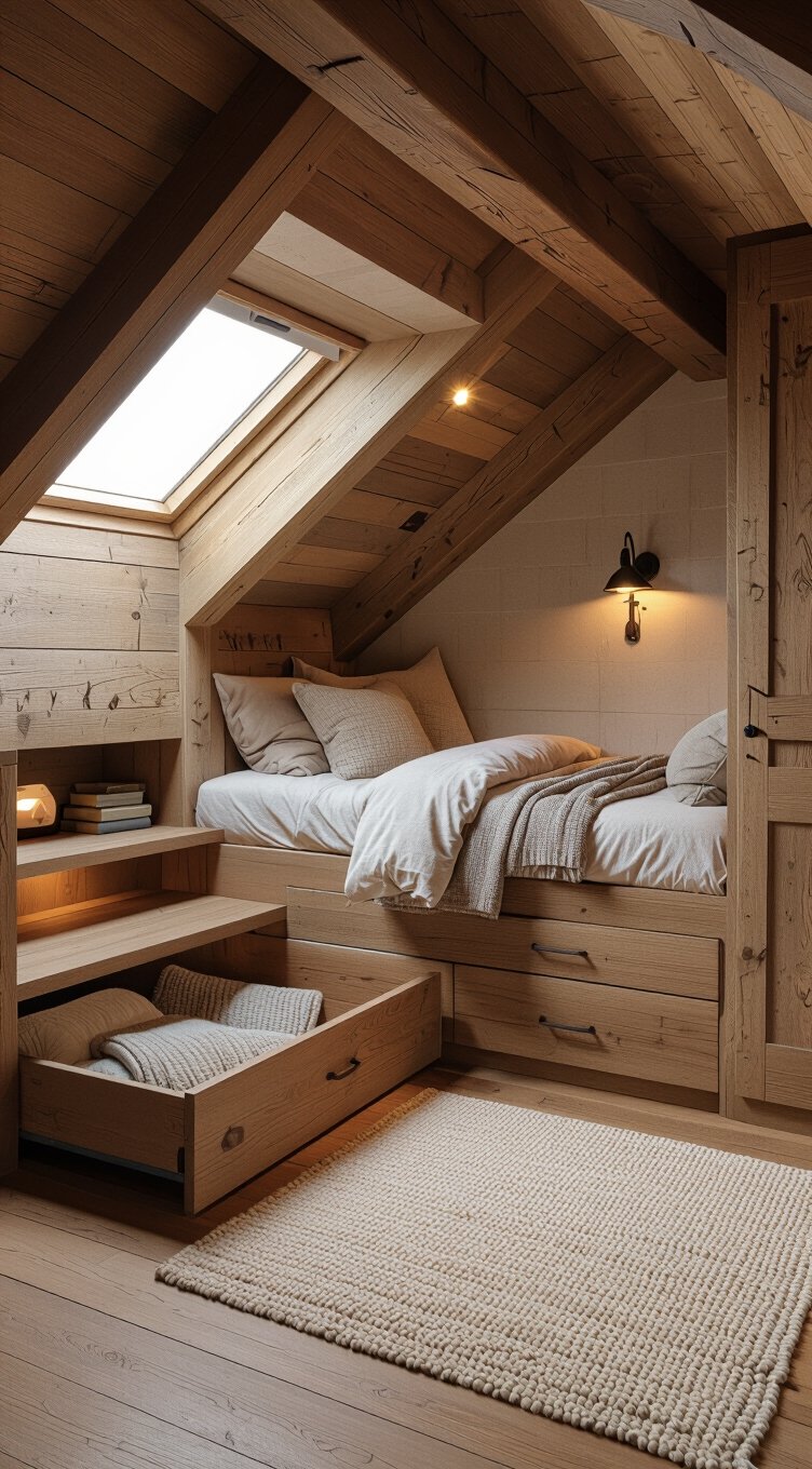 hidden drawers under stairs