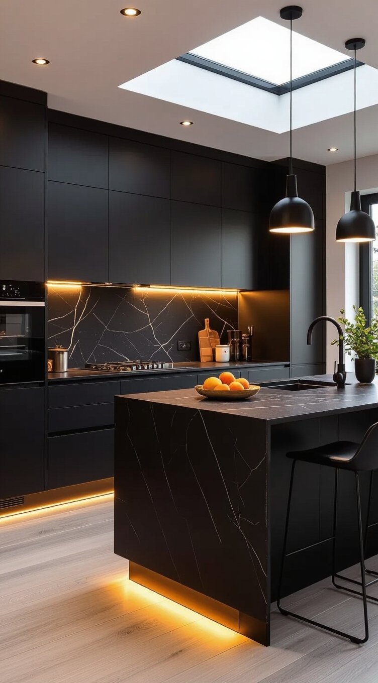 layered lighting transforms dark kitchens