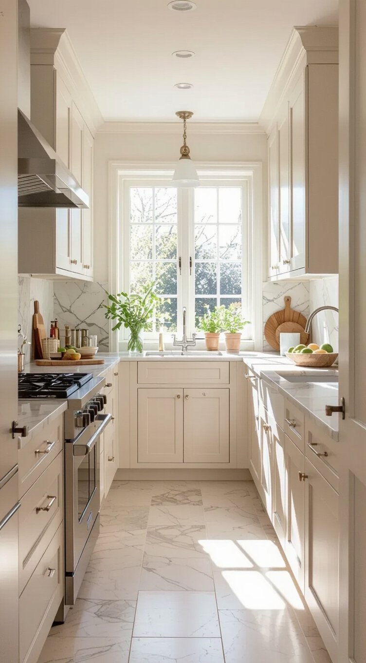 light colors expand galley kitchens