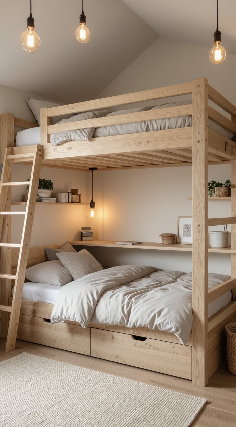 loft bed with storage staircase