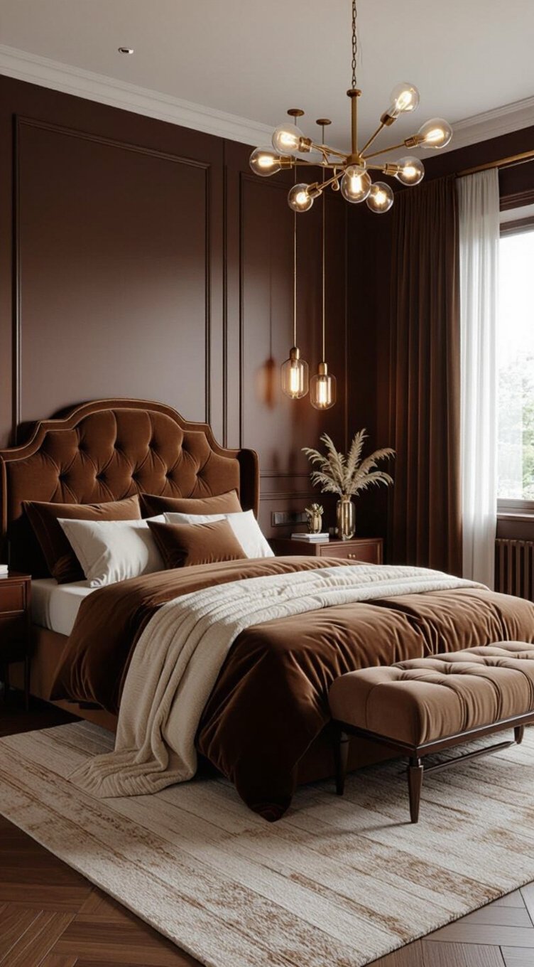 luxurious chocolate brown bedroom walls