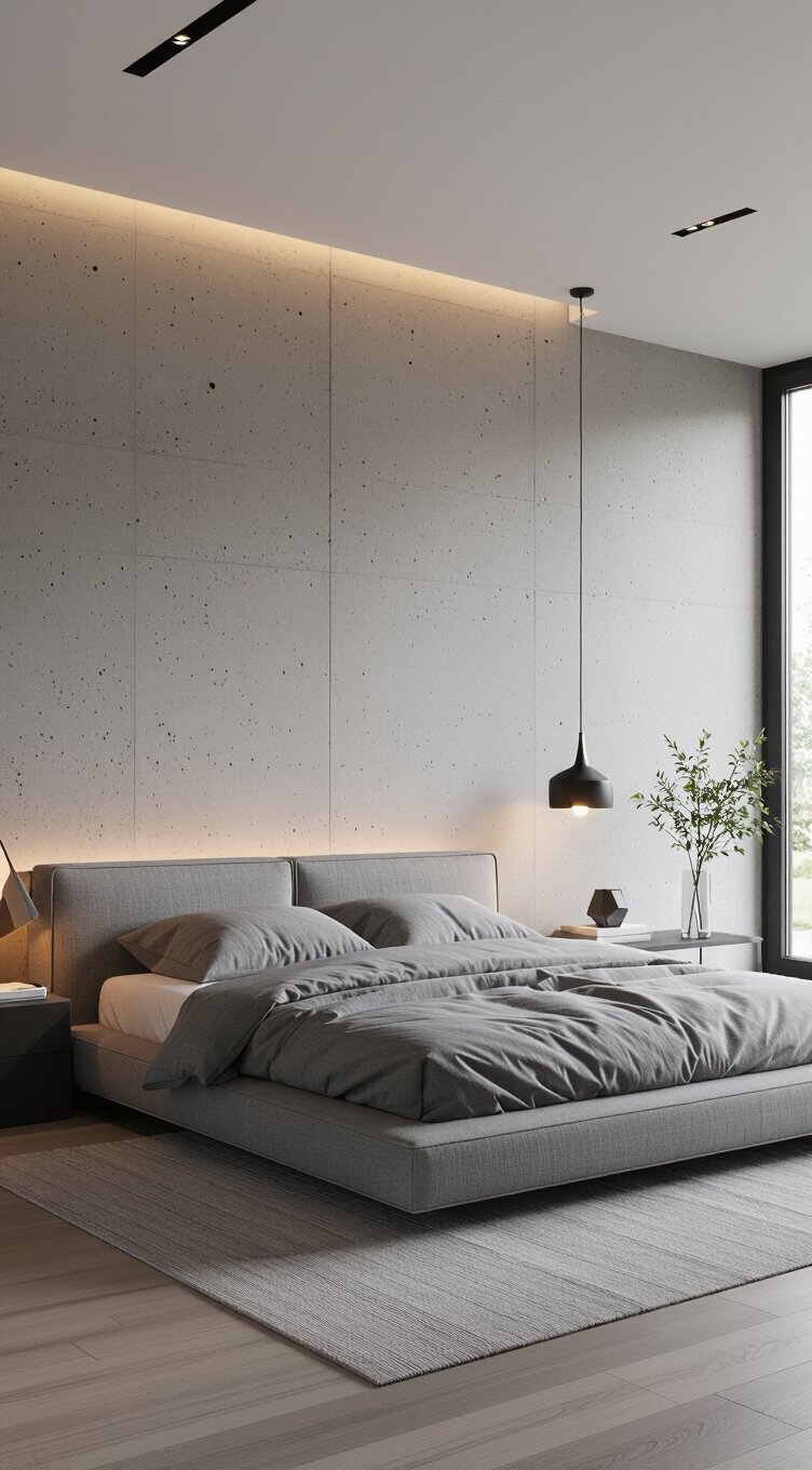 minimalist grey bedroom harmony