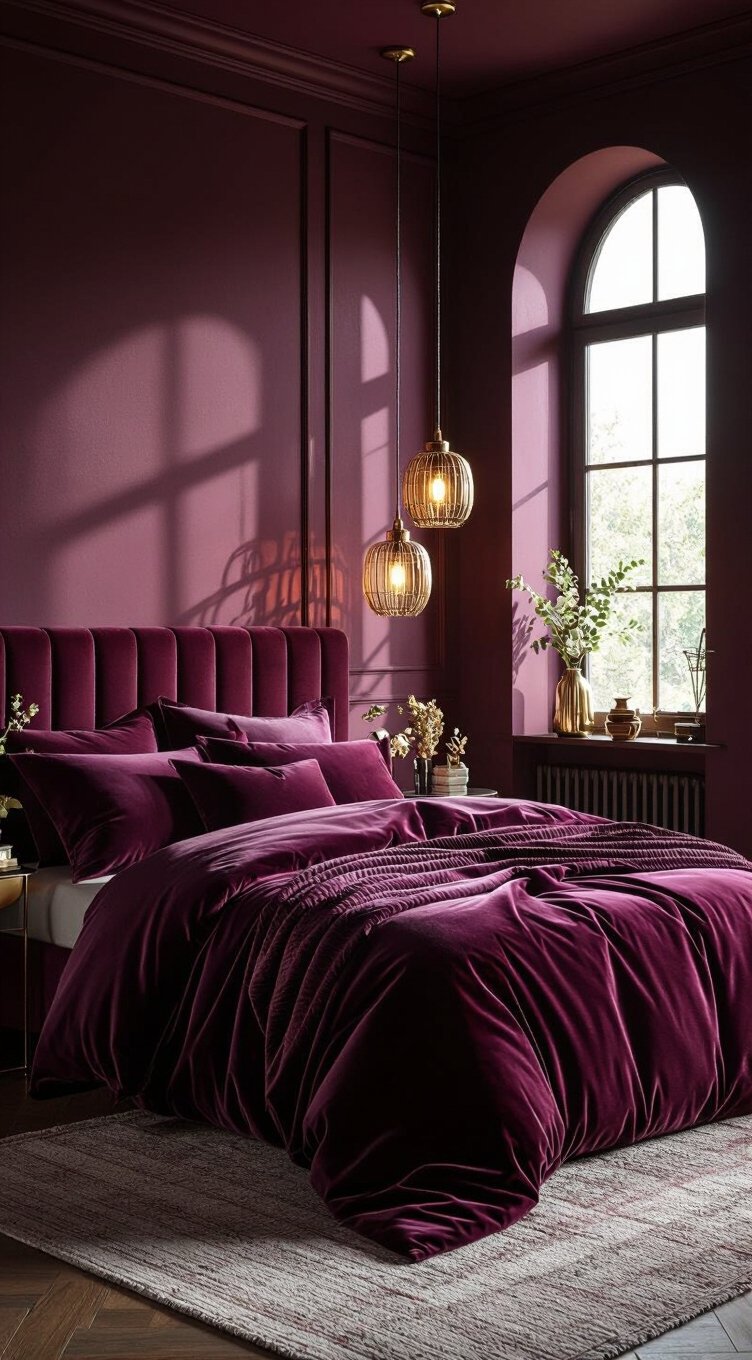 moody plum with gold accents