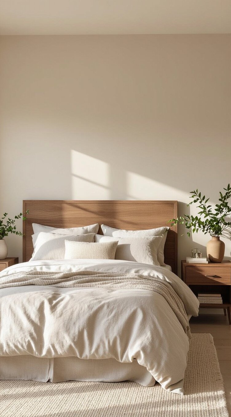 natural wood accents warm bedroom