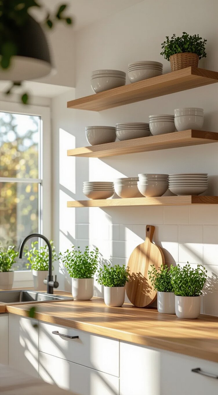 open small kitchen shelving ideas