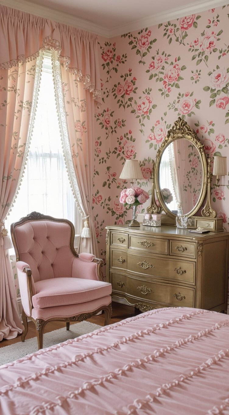 pink vintage bedroom elegance