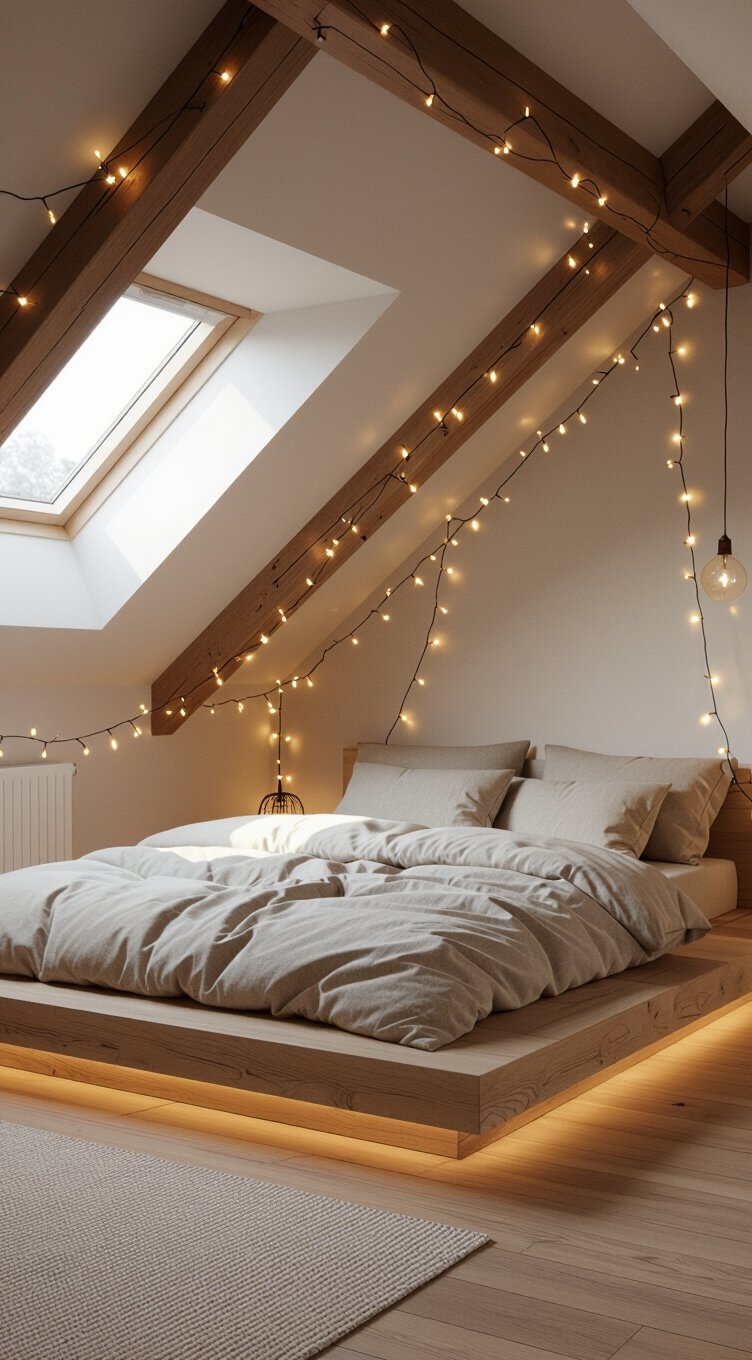 platform beds flush with sloped walls